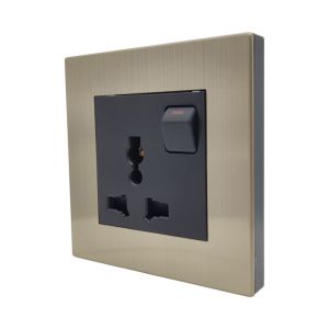 Villa Electrical Power Socket , 13A Universal 3 Pin Socket Grey Panel