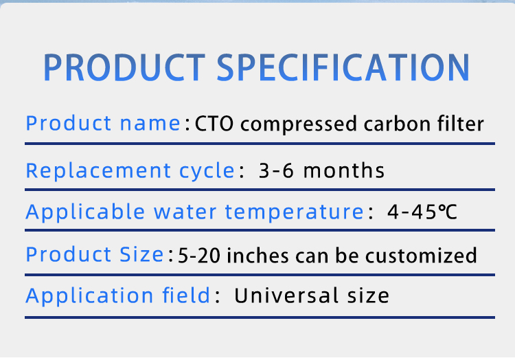 NSF Certified 10 Inch CTO Drinking Water Filtration with Activated Carbon Voltage V 0