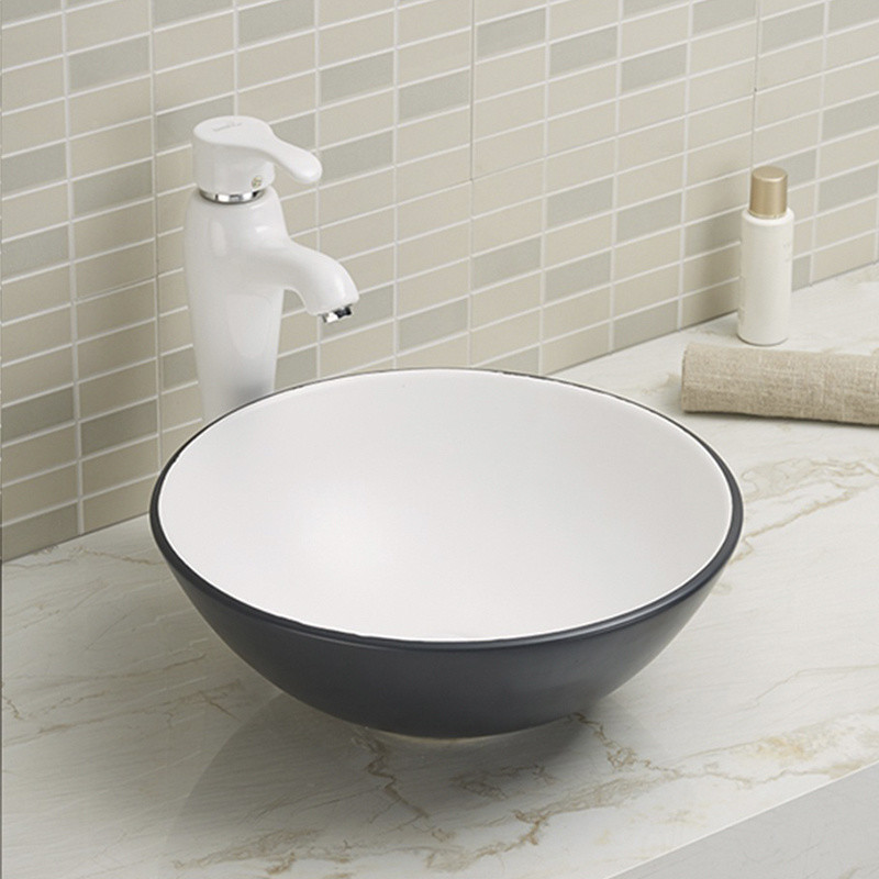 Non-Porous Counter Top Bathroom Sink Table High-Gloss Surface Wash Basin Round