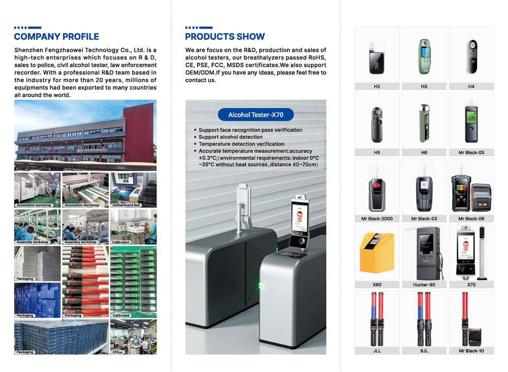 Black Compact and portable Alcohol Test Instrument Breath Analyser Machine for Enterprise use