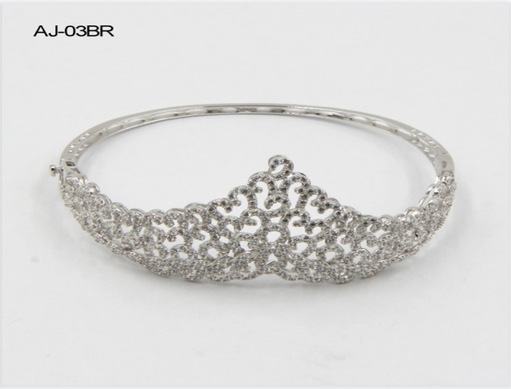 CZ 925 Sterling Silver Bangles Bracelet Triangle Crown