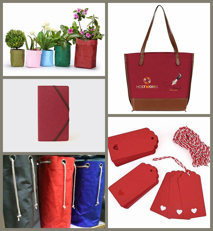 Reusable Kraft Paper Fabric Washable Paper 0.55mm Red Color 150cm