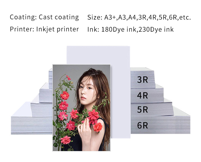 Instant Drying 102*152mm 4R Glossy Photo Paper 230gsm For Inkjet Printer