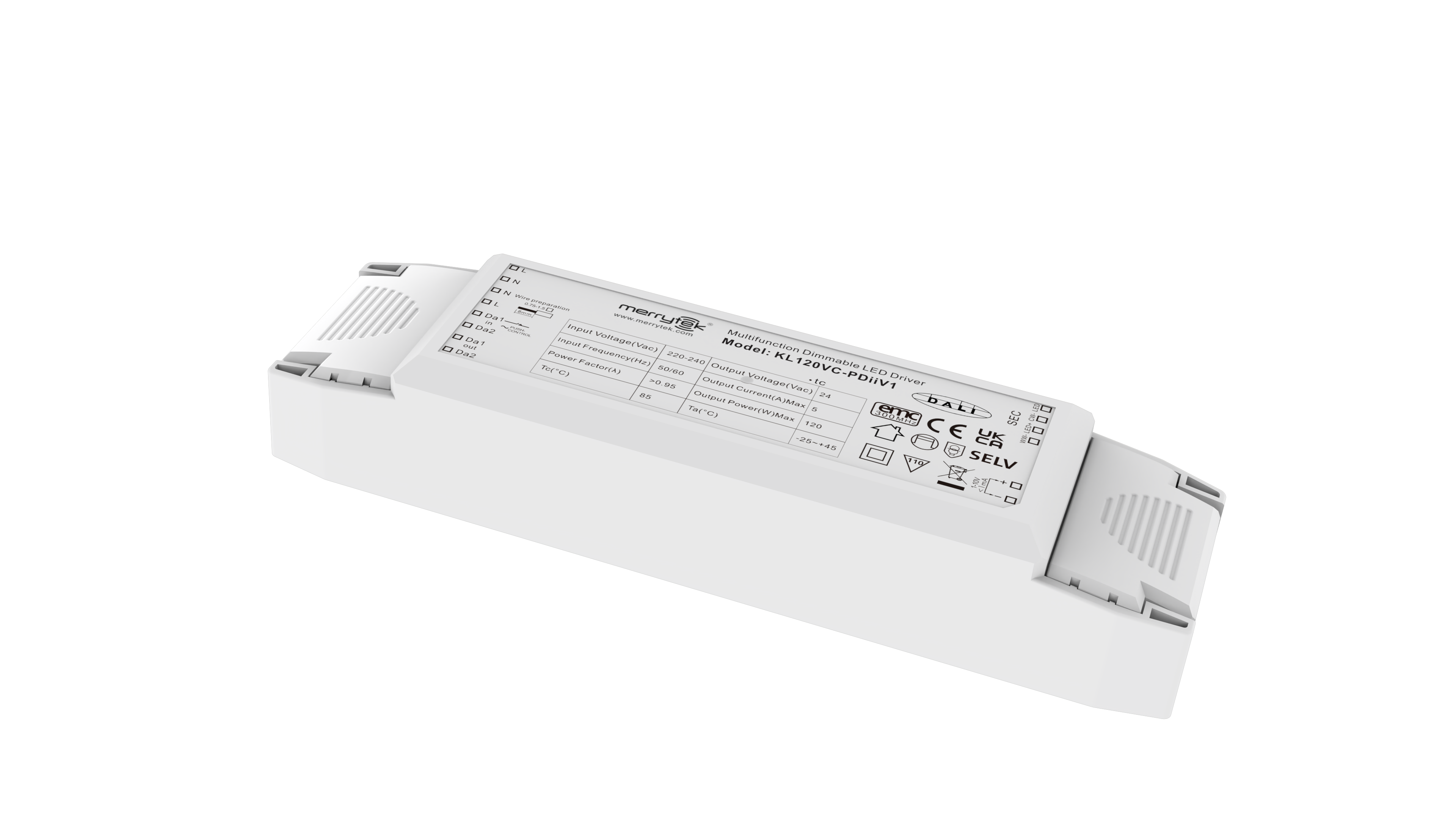 120W constant voltage 24V DALI DT8 dimmable led driver with 5 years warranty