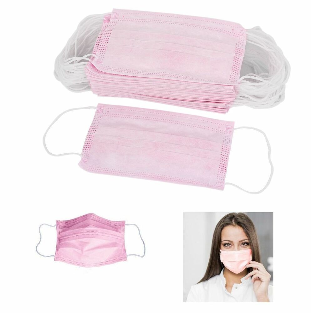 Triple Layer Surgical Mask Dust Proof Pink Face Mask Medical Use