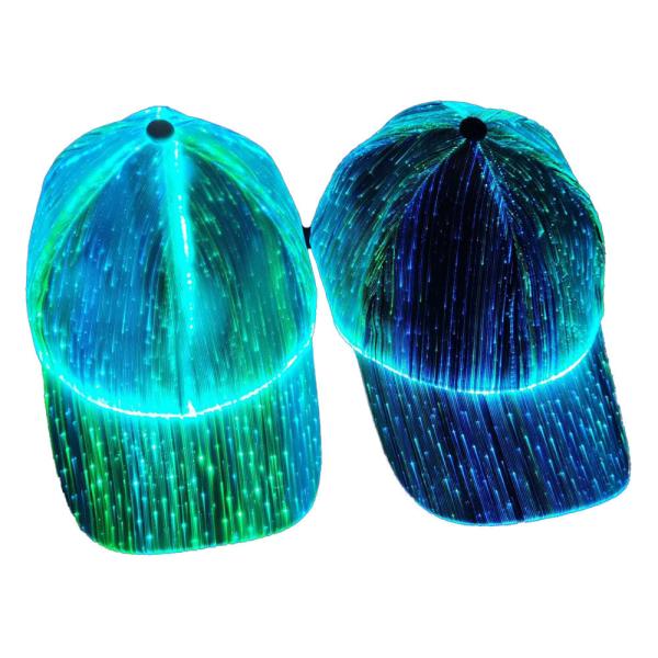 Quality Fiber Optic Luminous LED Baseball Hats USB Rechargeable 7 Glowing Lights for sale