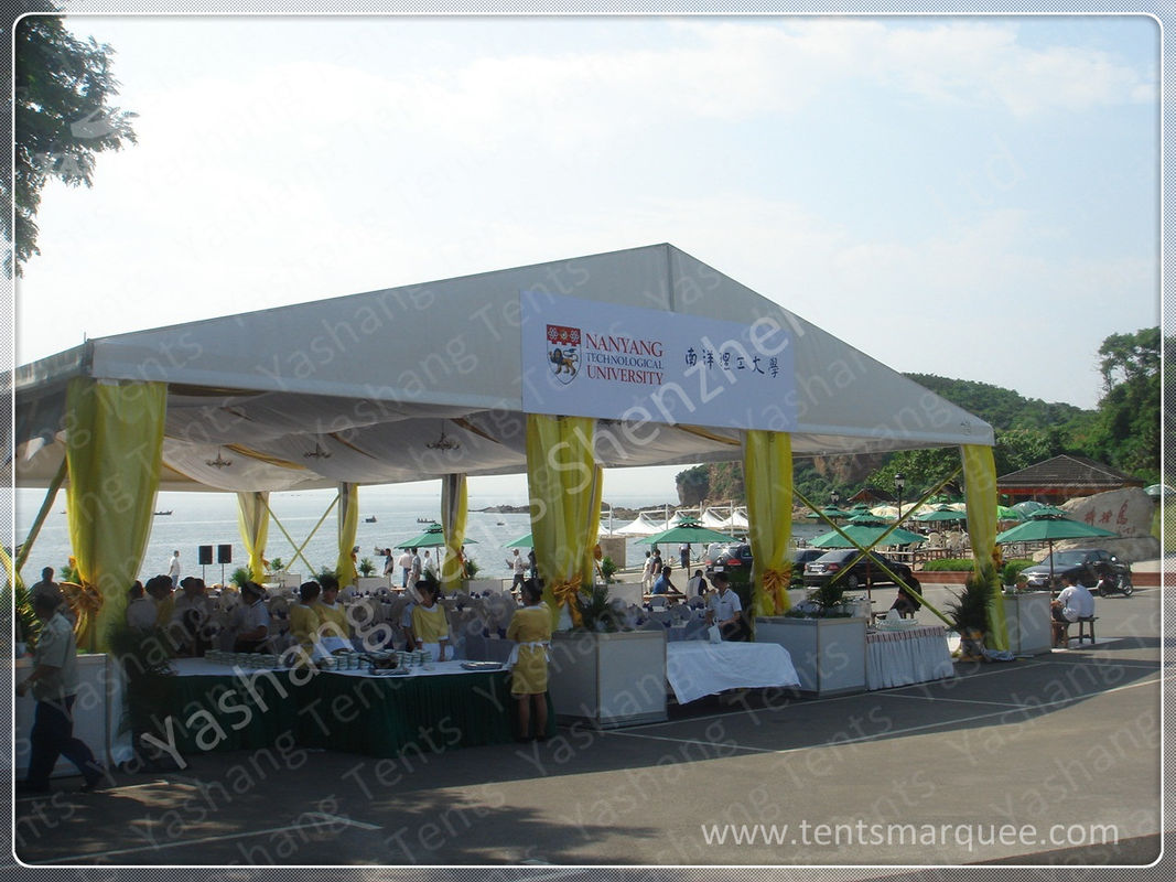 White PVC Fabric Cover Aluminum Frame  High Peak Canopy against Strong Sun