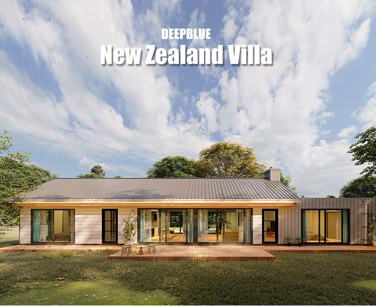 New Zealand Standard Single Storey Light Steel Frame Prefab Villa For Family