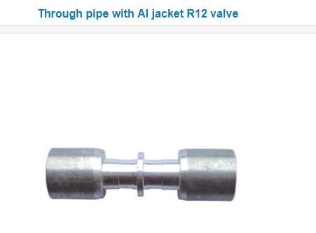 Auto A/C Hose Clamp Straight Connector With R134a Refrigerant Valve/Through Pipe Aluminium Fittings with R134a Valve