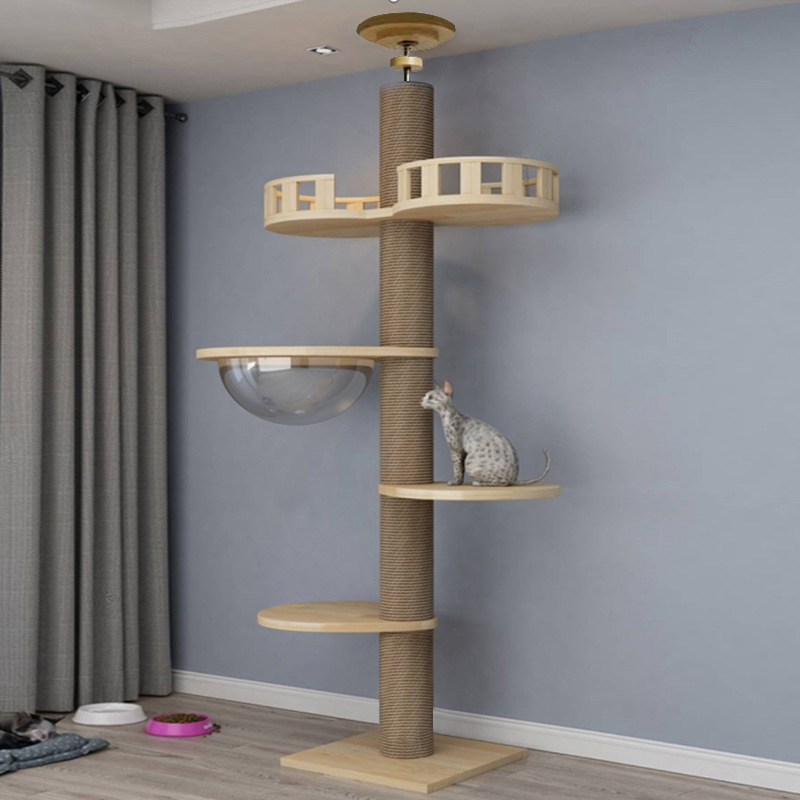 Pet House Floor-to-ceiling Cat Tree Condo Furniture Scratch Post Interactive Play