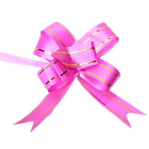 10Pcs 5cm 2in Butterfly Style Golden Edge Pull Ribbon Bows Dark Pink for Gift