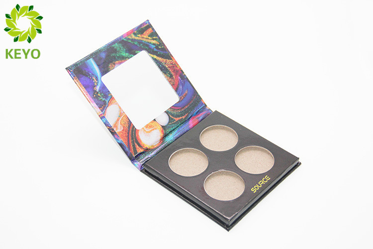 Recyclable 4 Pans Paper Empty Magnetic Eyeshadow Palette With Mirror