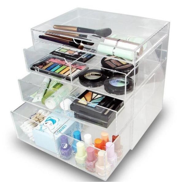 Clear Acrylic Cosmetic Organiser Desk Storage Case