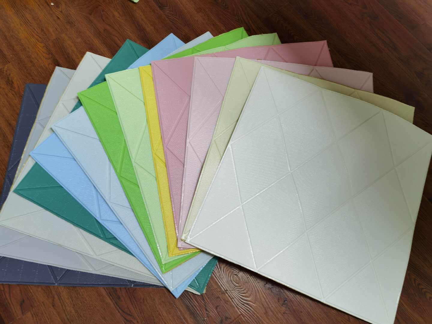 Geometric 3D PE Foam Wallpaper Green Waterproof Self Adhesive 3D Foam Wall Stickers