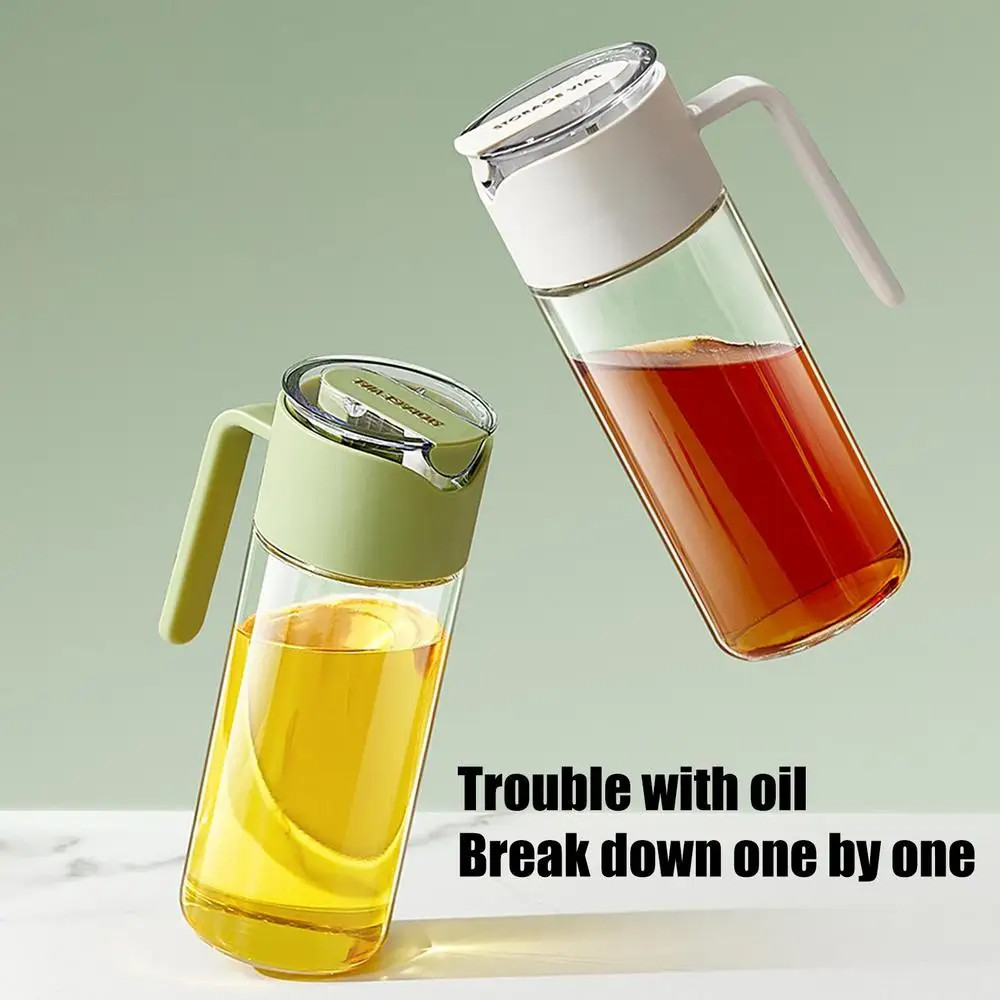 Auto Flip Cooking Oil Bottles Leak Proof Oil Dispenser Bottle With Automatic Stopper Cap Non Slip Handle For Kitchen Cooking