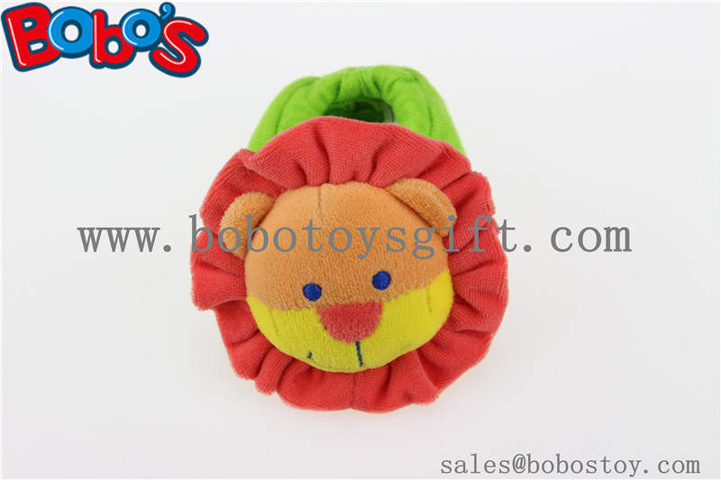 Soft Short Plush Stuffed Lion Toy Baby Indoor Shoes with Rattle