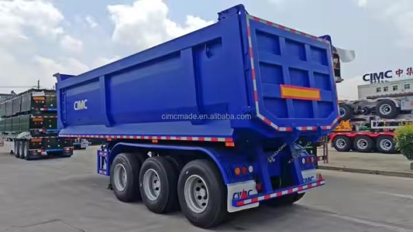 CIMC Hydraulic Dump Truck 3 Axle Front Axle Can Be Lifted Back Flip Semi-Trailer