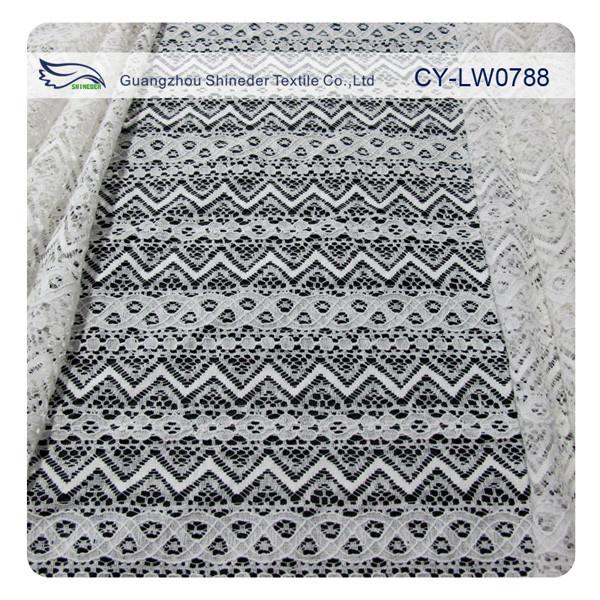 Jacquard Nylon Cotton Corded Lace Fabric For Garment Material SGS BV ITS CY