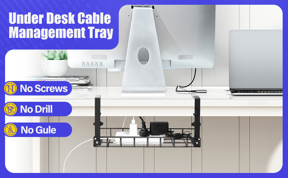 1mm Thickness Under Desk Cable Management Tray Wire Organizer with Power Coated Finish