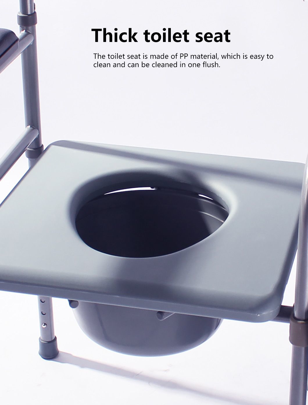Height Adjustable Commode Toilet Chair Folding Commode Chair for Elderly Disabled