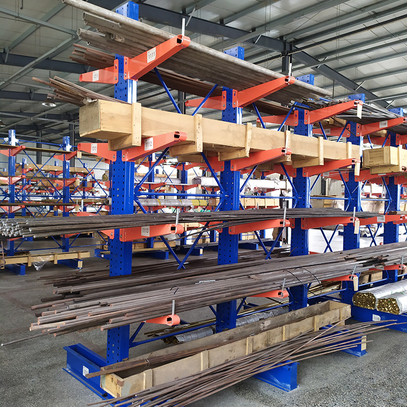Durable powder coated steel cantilever lumber storage rack
