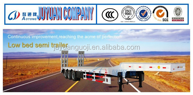 Mechanical/Air Suspension low flat bed/low boy semi truck trailer with 60tons capacity