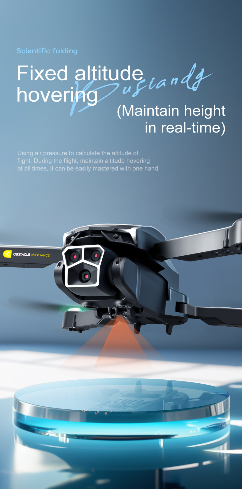 Triple Camera Drone With Obstacle Avoidance Quadcopter Uav Lu600 Flight Time About 4-5min Plastic Construction