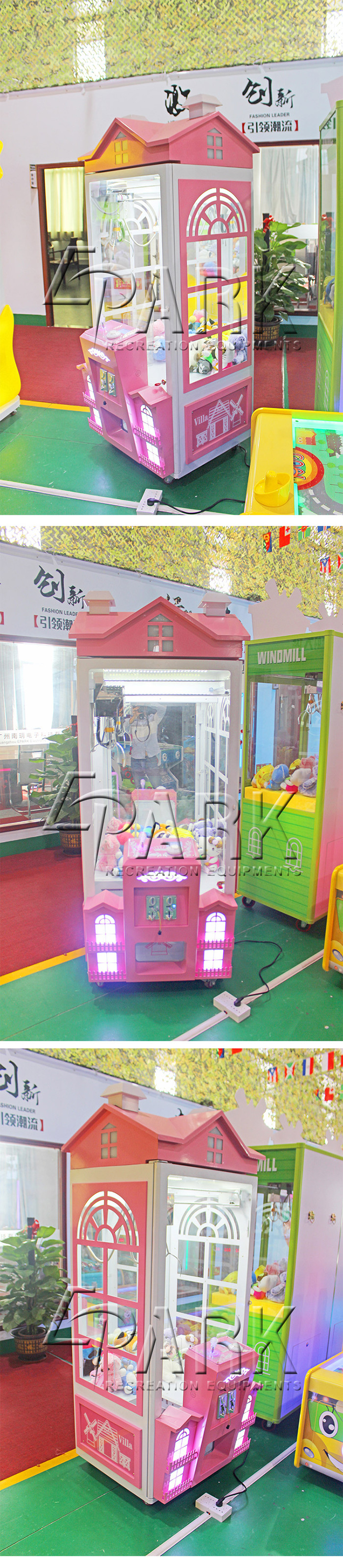 Attractive Toy Crane Game Machine / Coin Operated Gift House Big Crane Claw Machine