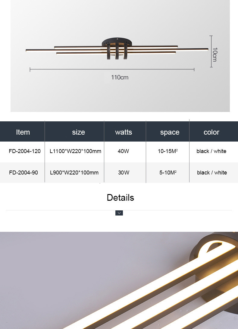 Modern Led Ceiling lights for bedroom corridor foyer living room Black long chandelier(WH-MA-195)