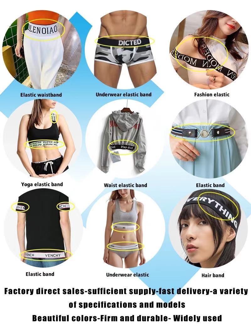 Fashion Customized Printed Jacquard Elastic Waist Band For Underwear Printed Elastic Ribbon