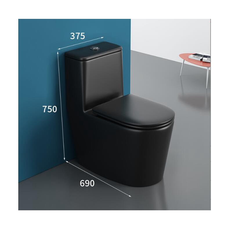 250mm Matte Black Ceramic Dual-Flush Floor Standing Toilet Bowl for Bathroom Standard