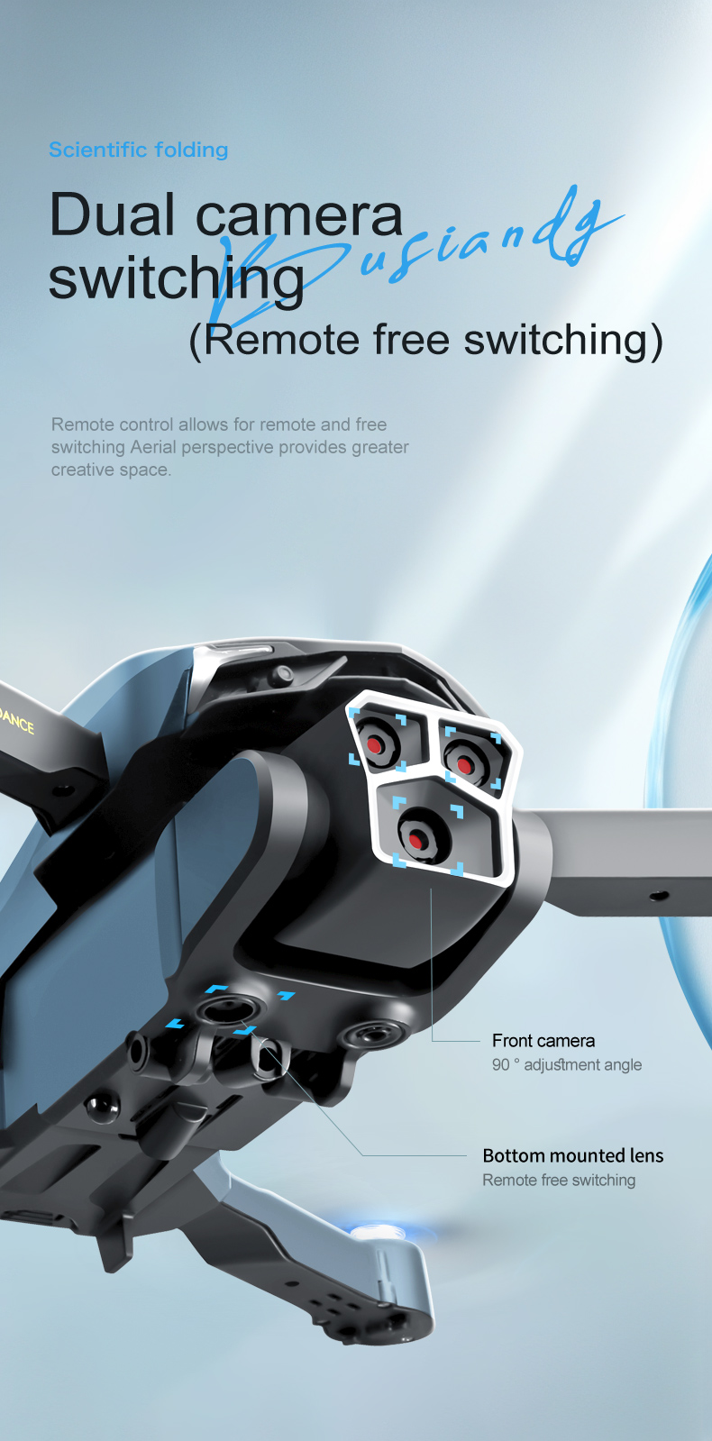Triple Camera Drone With Obstacle Avoidance Quadcopter Uav Lu600 Flight Time About 4-5min Plastic Construction