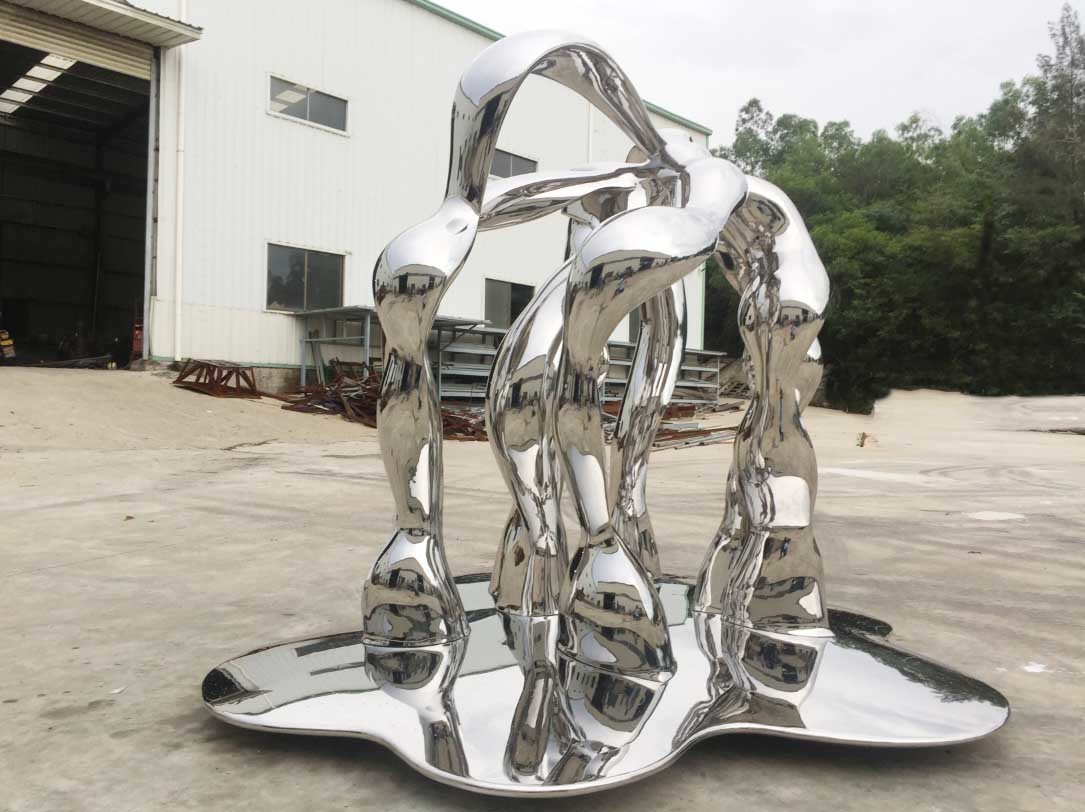 Modern Outside Garden Ornaments Art Stainless Steel Sculpture For Street Decoration