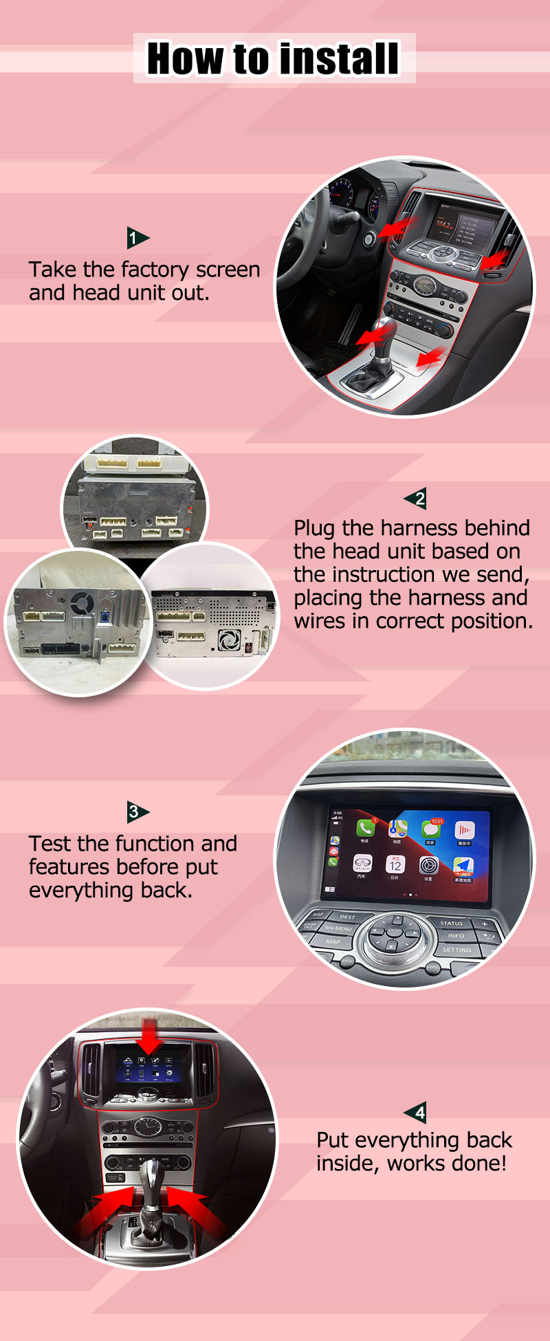 Infiniti Q70 M35 M35h M45 Nissan Fuga Android carplay multi finger touch upgrade