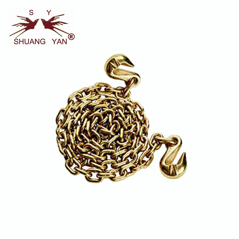Gold-Galvanized G80 Lifting Chain, Grade 80 Alloy Chain With Single/Double Clevis Grab Hooks
