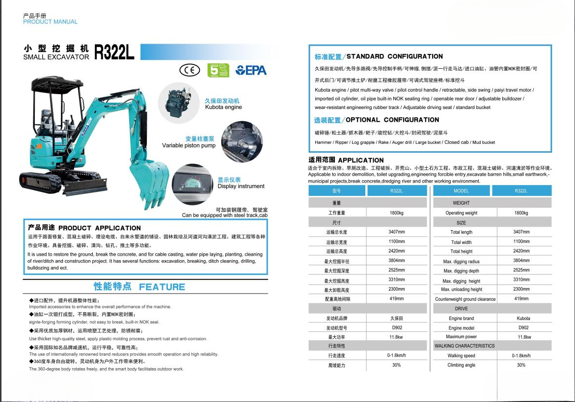 New R322 Mini Excavator | CE/ISO Certified, 1-Year Warranty | Landscaping, Utility, Construction