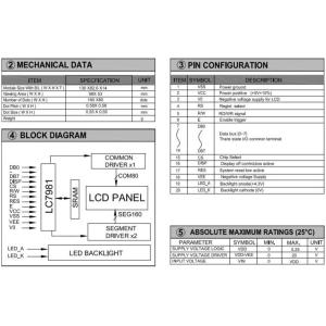 160*80 Graphic LCD Module Big Size FSTN With Back Light 5.25v Wide Temperature