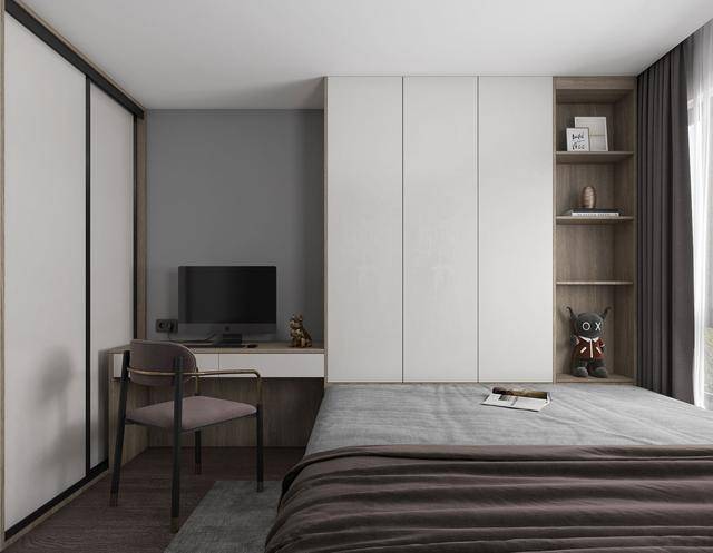 YALIG Solid Wood Complete Bedroom Wall 3 Door Corner Wardrobe with Mirror Dressing Table