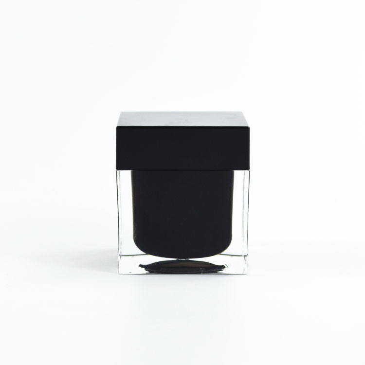 Acrylic Collar Jar for Skin Care Cream in Thick Wall Square Shape Customized Color