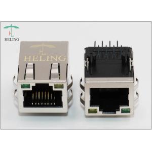 Right Angle Tab Up RJ45 Female Connector With EMI Finger For PC Card /
