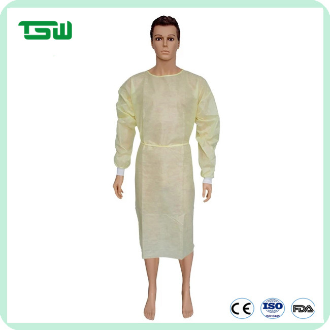 Yellow Color Long Sleeves Hospital Disposable Gowns XXL