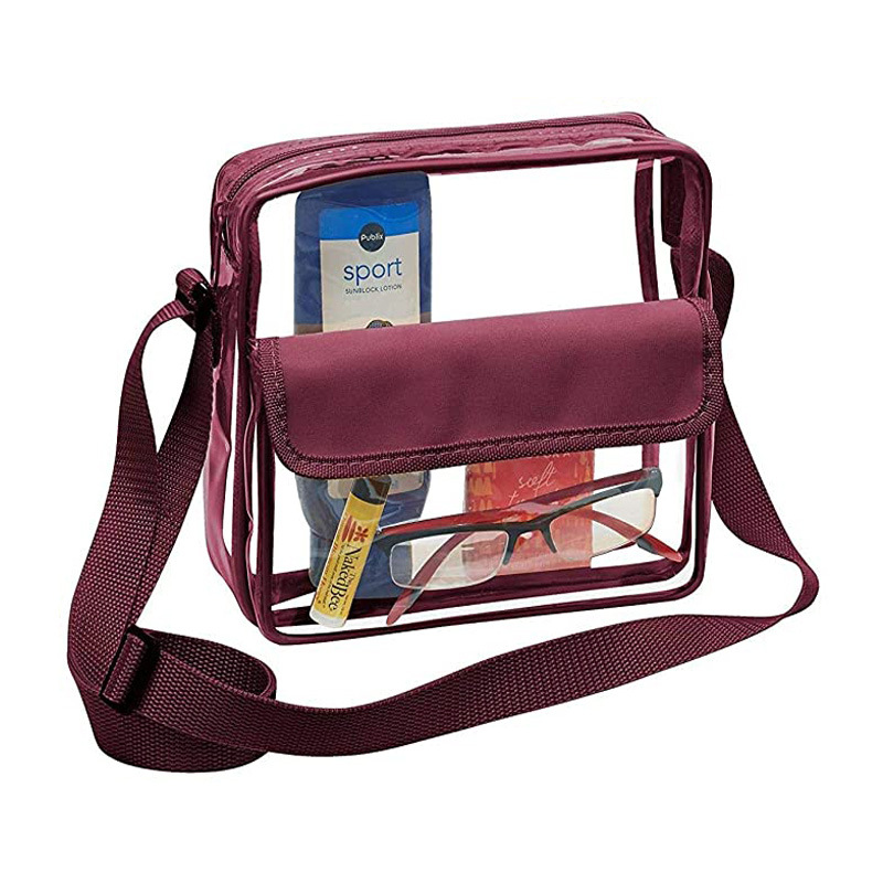 Customized Logo Clear Crossbody Purse Bag Letter Patches Available Stadium Approved Gym Clear Shoulder Tote Bag