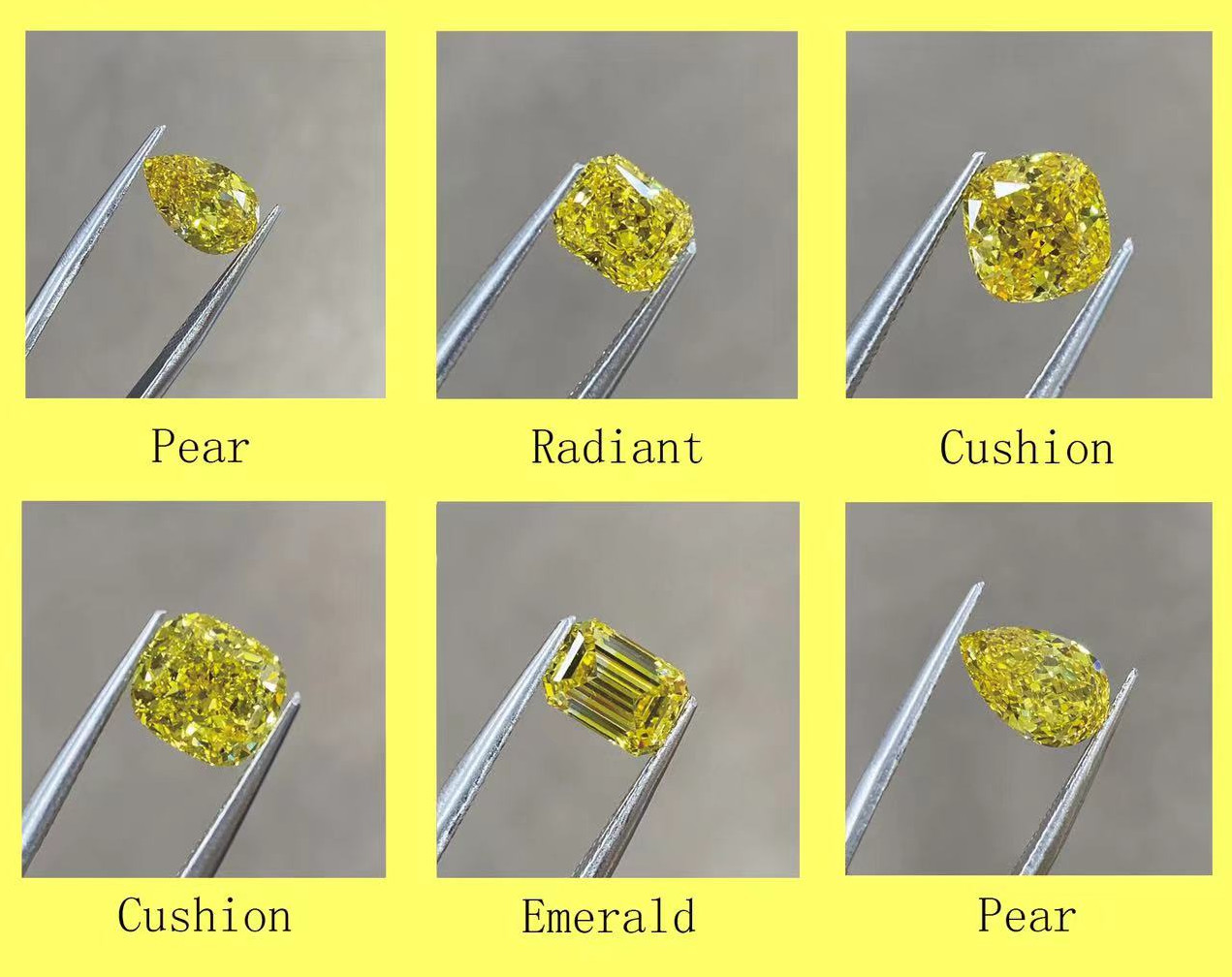 Jewelry Design Cvd Synthetic Diamonds fancy cut yellow lab Diamonds Earing Necklace a report