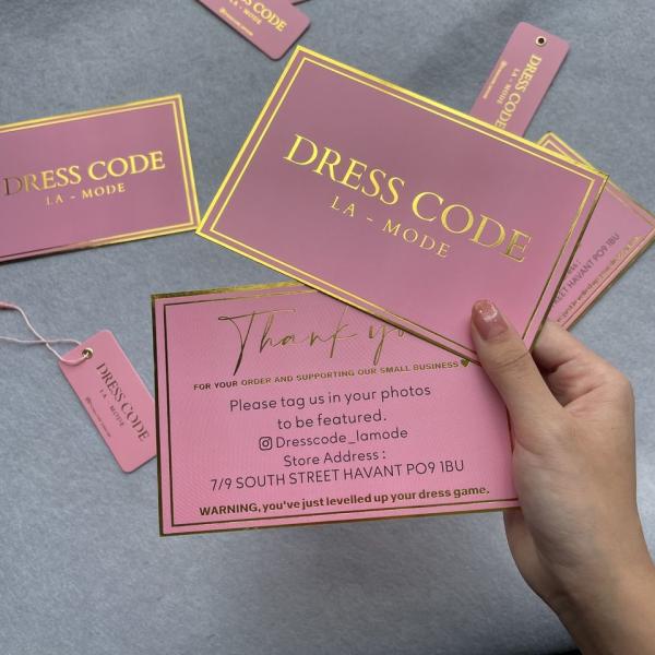 Gold Foil Printed Hangtag High Quality Custom Paper Brand Apparel Product Tags,