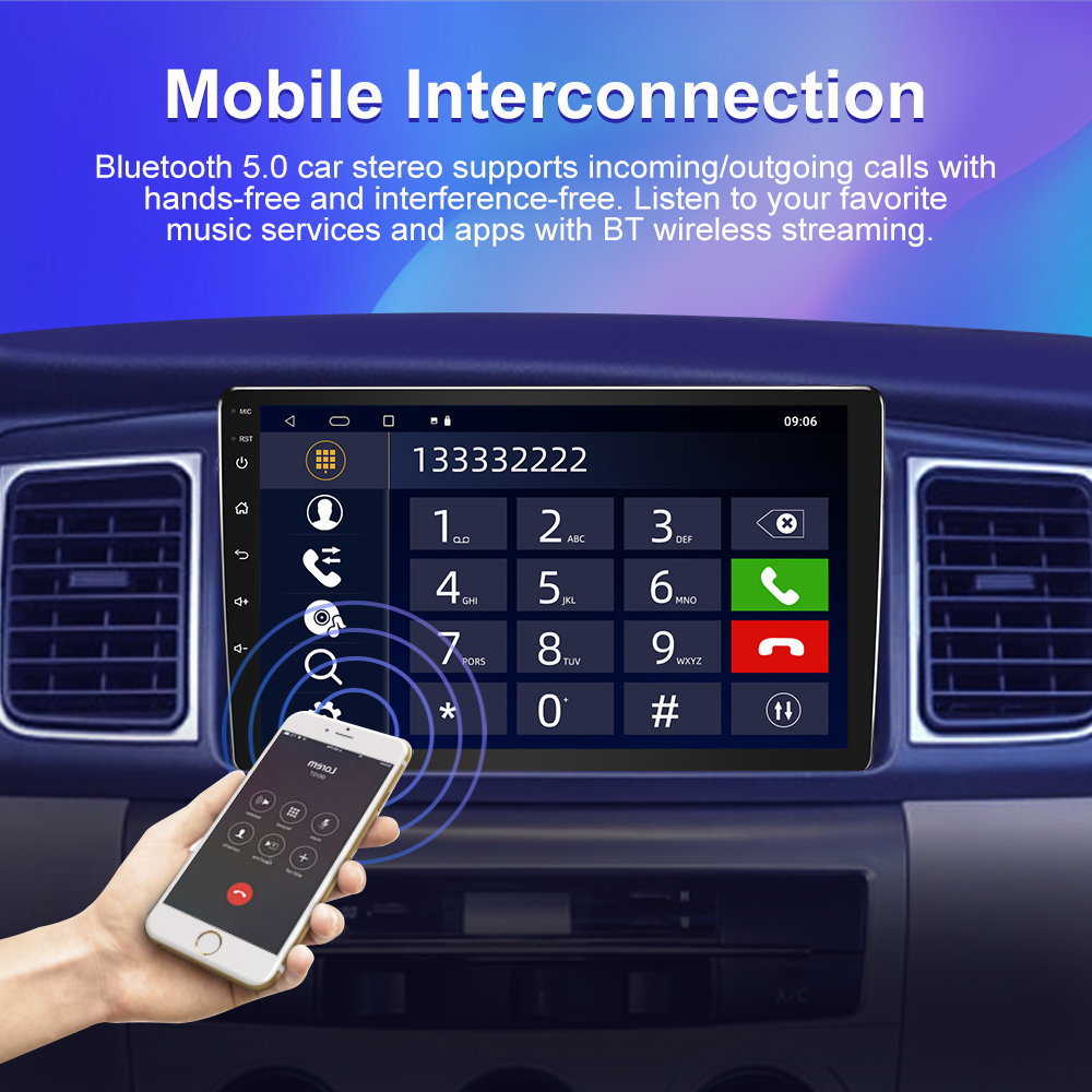 Work Steering Wheel Control 9inch Double 1din Car Radio with HD Touch Screen and WiFi