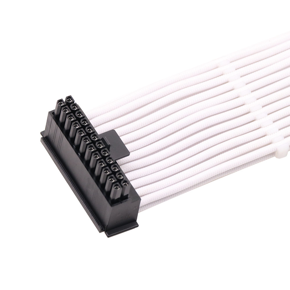90 Degree Bradided Sleeved ATX 24pin extension cable Power Supply computer cable 18AWG