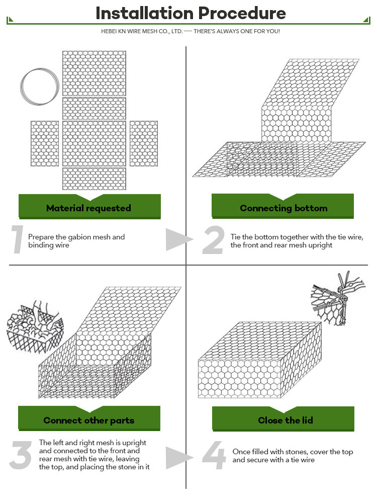 Easy Assembly Durable Hexagonal Wire Mesh Gabions Basket With Rock Filling Free Samples Available