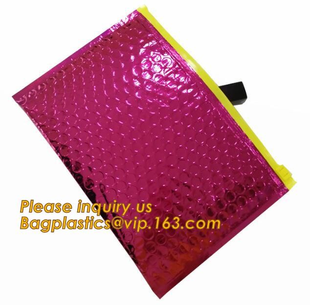 air mail metallic holographi rose gold bubble padded mailer / Zip lockkk bubble bag/ slider bubble bag,Holographic Factory
