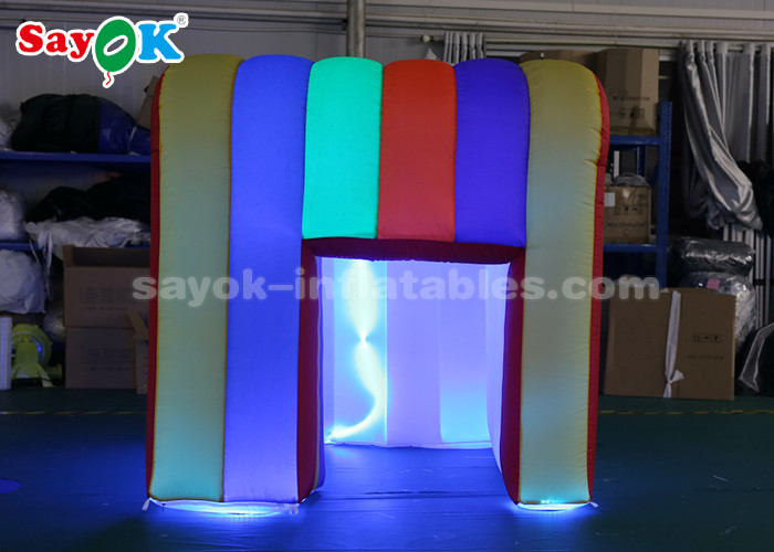 Inflatable Party Tent Rainbow Color LED Light Mini Blow Up Photo Booth For Children SGS ROHS
