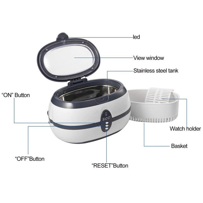 Glasses Dentures Jewelry Ultrasonic Glasses Cleaner 600ml 40kHz 35W With Proof PCB